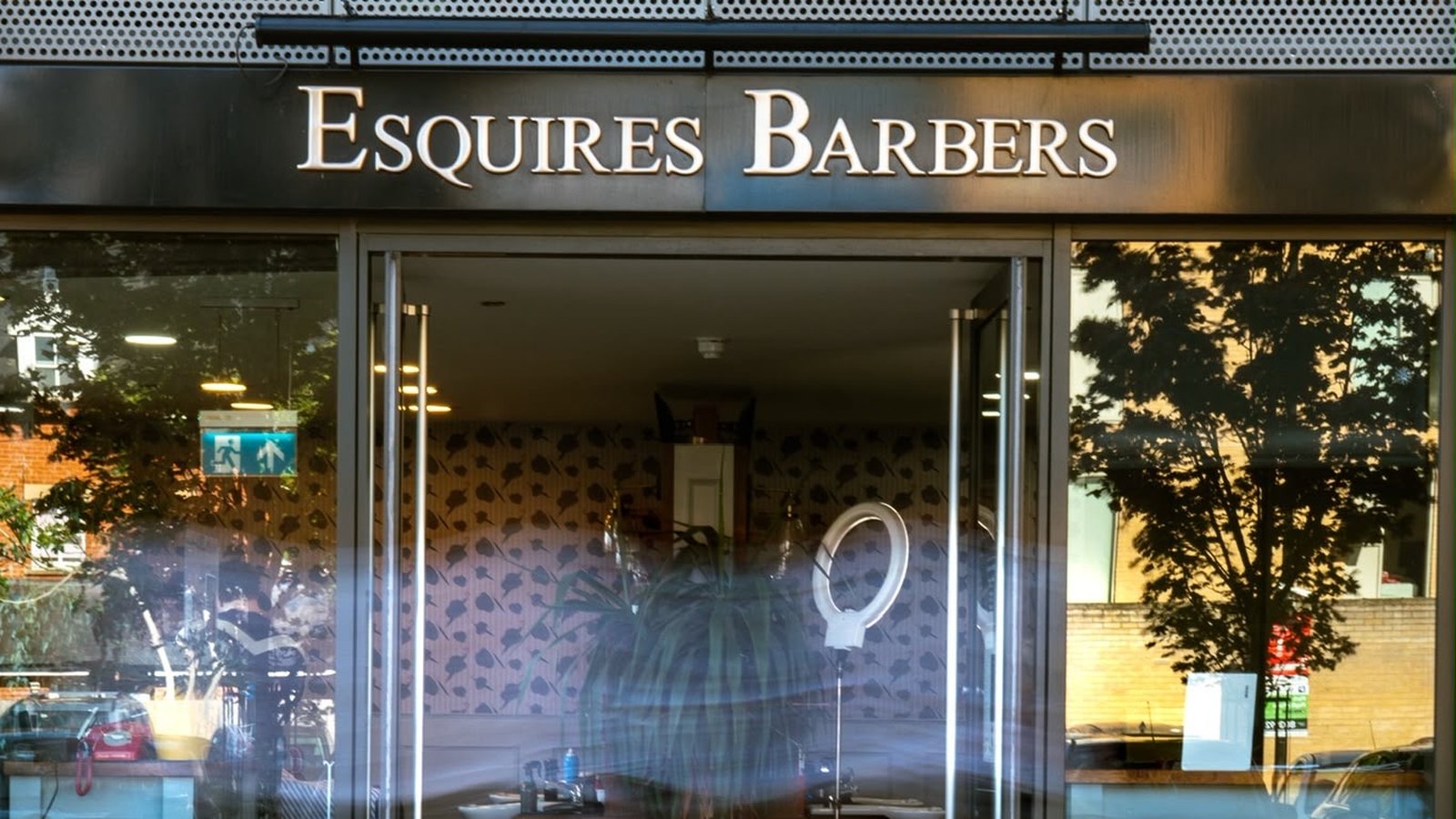 Esquires Barbers shopfront on Station Square, Cambridge